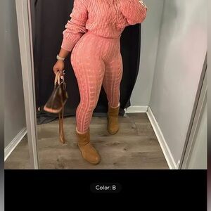 Stylish Pink Cable Knit Jumpsuit